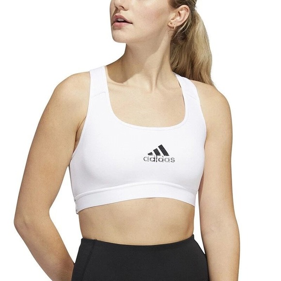Adidas Women's Power Medium Support Training Bra White Racerback Size SAC NEW - Picture 1 of 8
